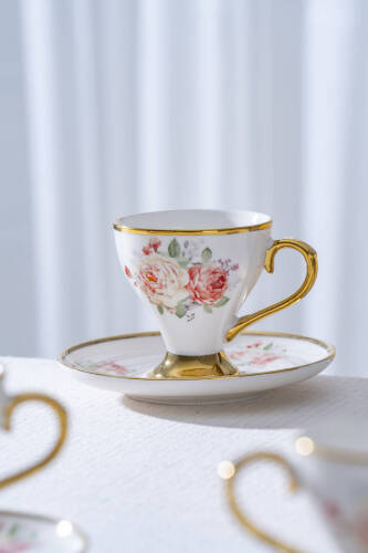 Linnea 6 Kişilik Porselen Kahve Fincan Takımı - 90 ml - Acar