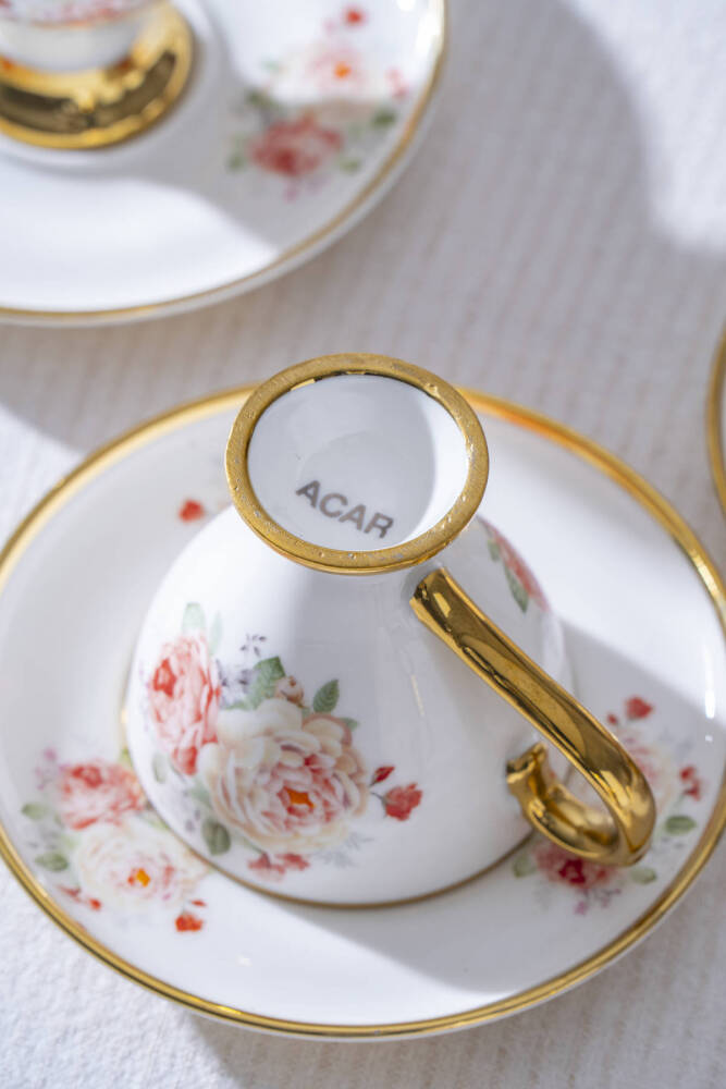 Linnea 6 Kişilik Porselen Kahve Fincan Takımı - 90 ml - 3