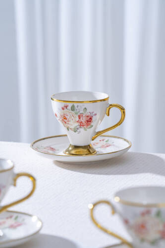 Linnea 6 Kişilik Porselen Kahve Fincan Takımı - 90 ml - 4