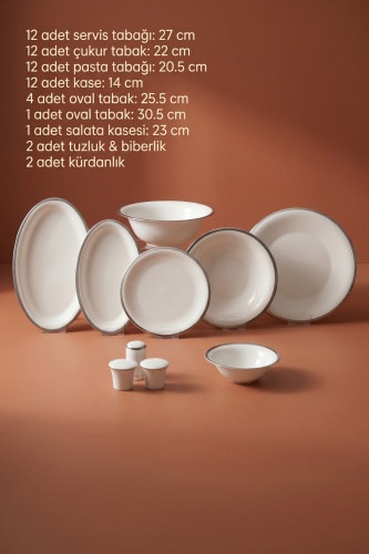 Liora 12 Kişilik 60 Parça Silver Porselen Yemek Takımı - 5