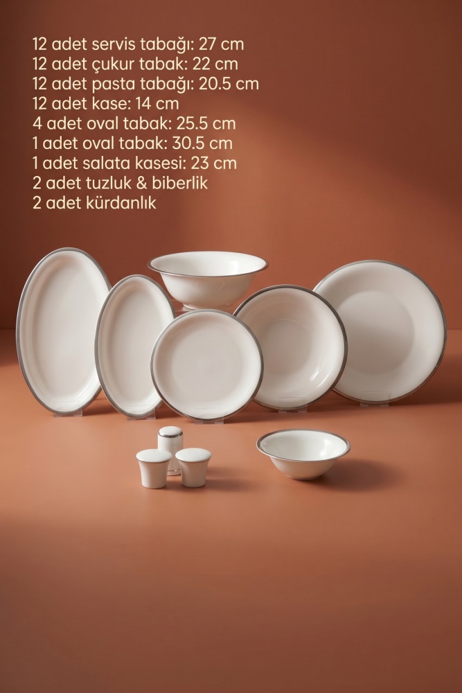 Liora 12 Kişilik 60 Parça Silver Porselen Yemek Takımı - 5
