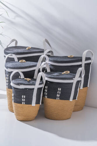 Lora Hasır 5 li Çok Amaçlı Sepet Seti - 2