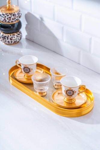 Lorenzo 2 Kişilik Cam Tepsili Kahve Fincanı Takımı - Acar