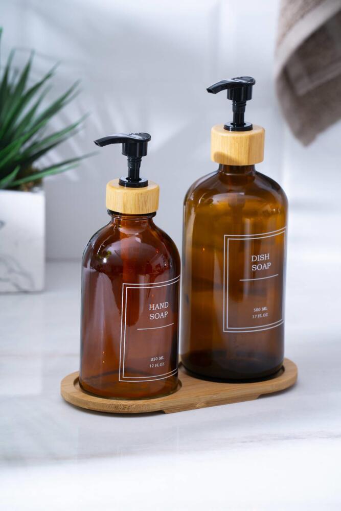 Louvre Bambu Standlı 2'li Sıvı Sabunluk - 500/300 ml - 1
