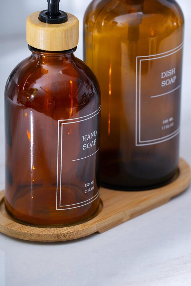 Louvre Bambu Standlı 2'li Sıvı Sabunluk - 500/300 ml - 2