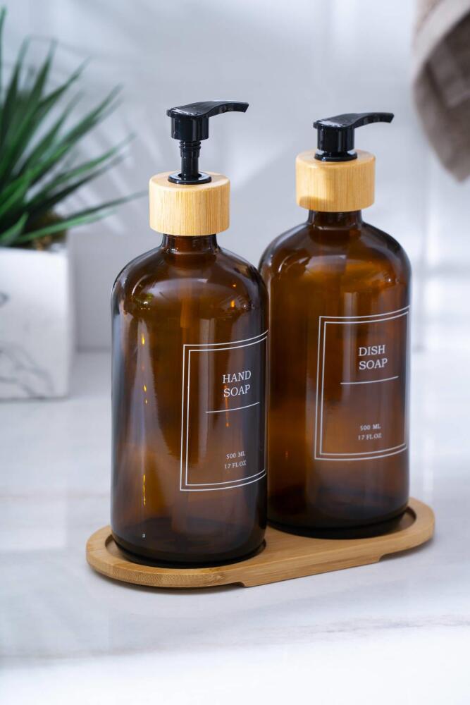 Louvre Bambu Standlı 2'li Sıvı Sabunluk - 500 ml - 1