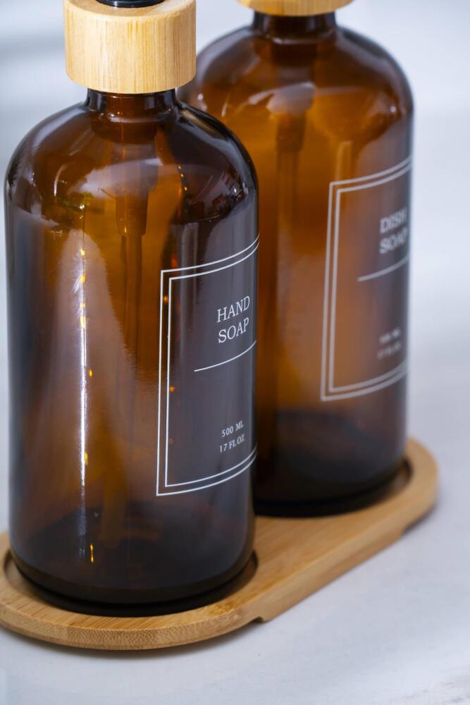 Louvre Bambu Standlı 2'li Sıvı Sabunluk - 500 ml - 2