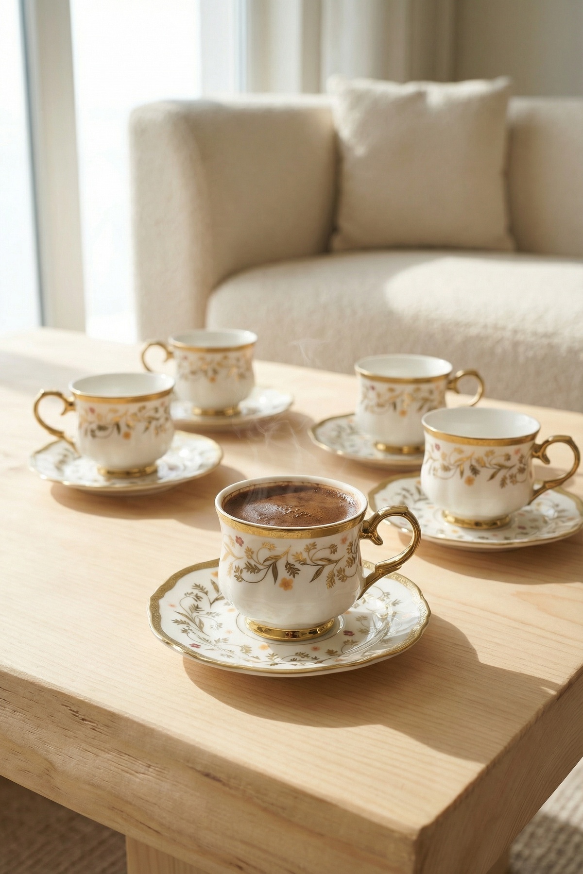 Luana 6 Kişilik Porselen Kahve Fincan Takımı - 90 ml