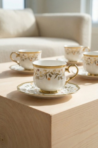 Luana 6 Kişilik Porselen Kahve Fincan Takımı - 90 ml - 2
