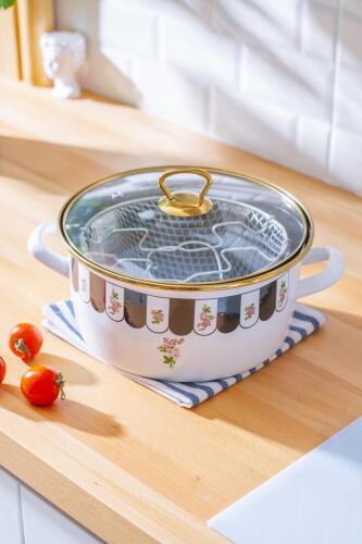 Luma İndüksiyon Uyumlu Emaye Kızartma Tenceresi - 22 cm - Acar