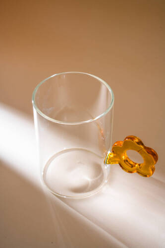 Lume Çiçek Kulplu Cam Bardak - 470 ml - Acar