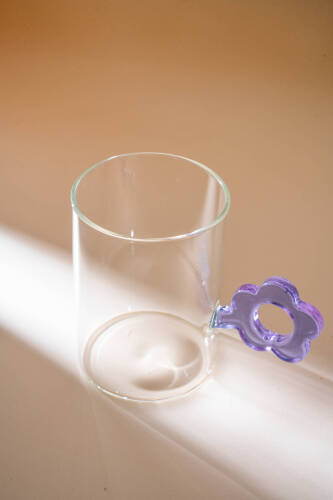 Lume Çiçek Kulplu Cam Bardak - 470 ml - Acar