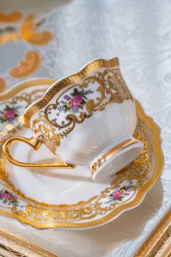 Macbeth 24K Gold Detaylı 6 Kişilik Porselen Kahve Fincan Takımı - 90 ml - 2