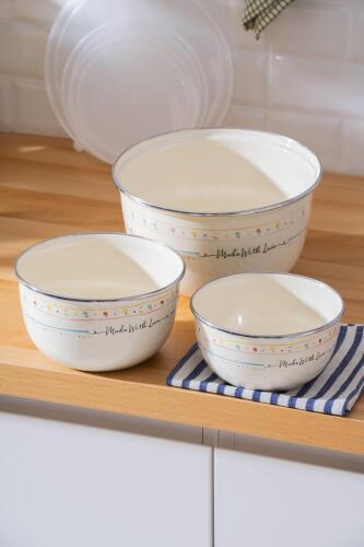 Made With Love Emaye 3 lü Saklama ve Karıştırma Kabı - 6