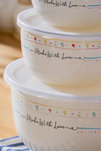 Made With Love Emaye 3 lü Saklama ve Karıştırma Kabı - 12