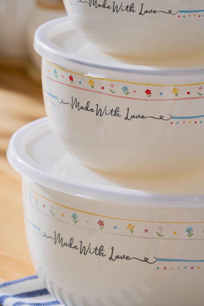 Made With Love Emaye 3 lü Saklama ve Karıştırma Kabı - 12