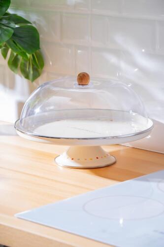 Made With Love Emaye Ayaklı Kek Fanus - 30 cm - Acar