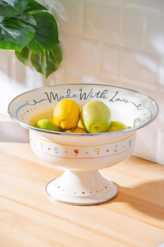 Made With Love Emaye Ayaklı Meyvelik - 28 cm - Acar