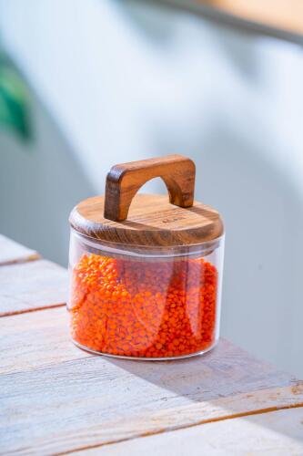 Malibu Akasya Kapaklı Borosilikat Cam Kavanoz - 350 ml - Acar