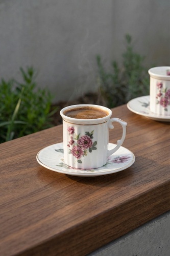 Margot 6 Kişilik Porselen Kahve Fincan Takımı - 100 ml - 2