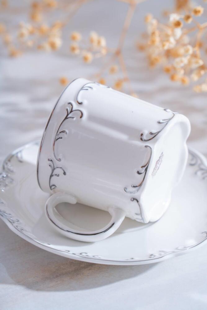 Marilla Silver 6 lı Porselen Kahve Fincanı Takımı - 90 ml - 2