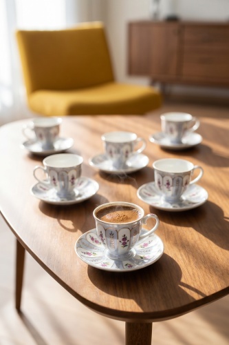 Marinette 6 Kişilik Double Kahve Fincan Takımı Gri - 200 ml - 1