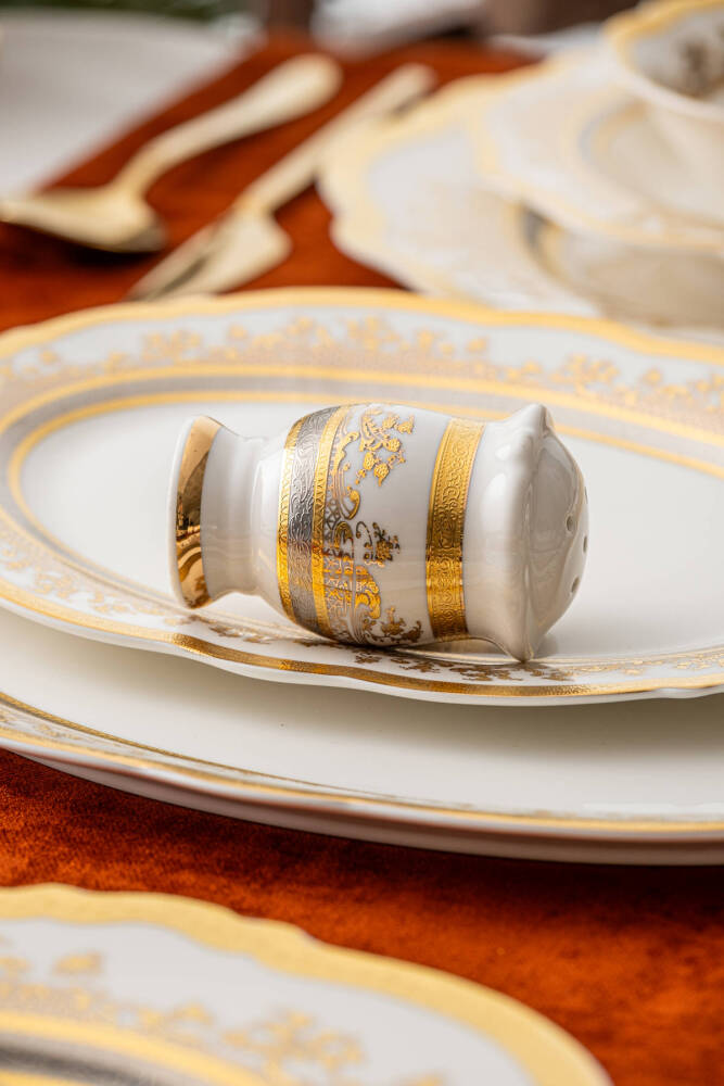 Matilda 60 Piece Gold Porcelain Dinner Set For 12 People - 9