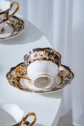 Medora 24K Altın Detaylı 6 Kişilik Porselen Kahve Fincan Takımı - 90 ml - 4