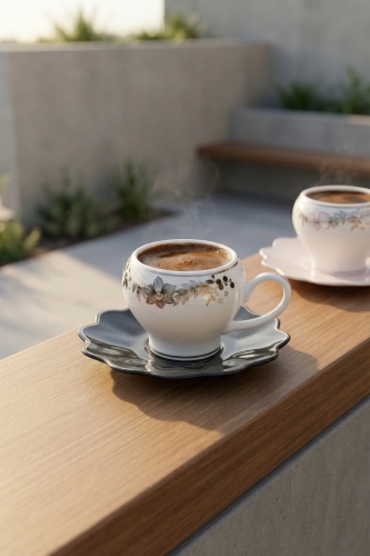 Melora 6 Kişilik Porselen Kahve Fincanı Takımı - 90 ml - 3