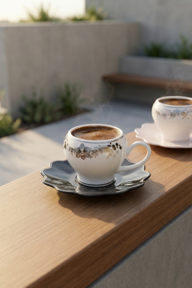 Melora 6 Kişilik Porselen Kahve Fincanı Takımı - 90 ml - 3