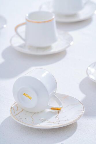 Milla Set of 6 Porcelain Marble Pattern Coffee Cups - 5