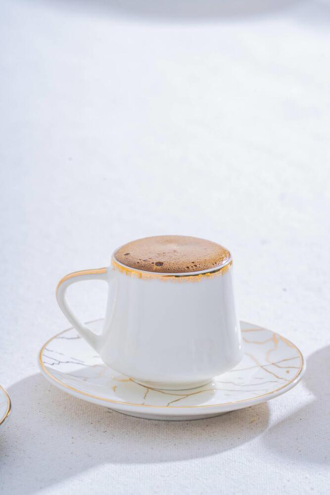 Milla Set of 6 Porcelain Marble Pattern Coffee Cups - 8