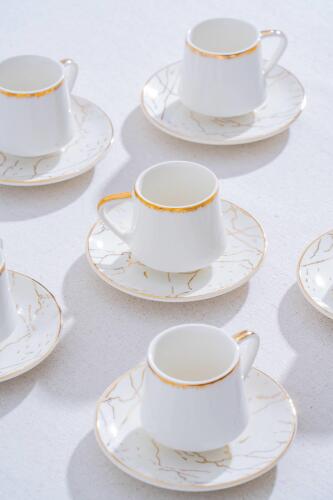 Milla Set of 6 Porcelain Marble Pattern Coffee Cups - 12