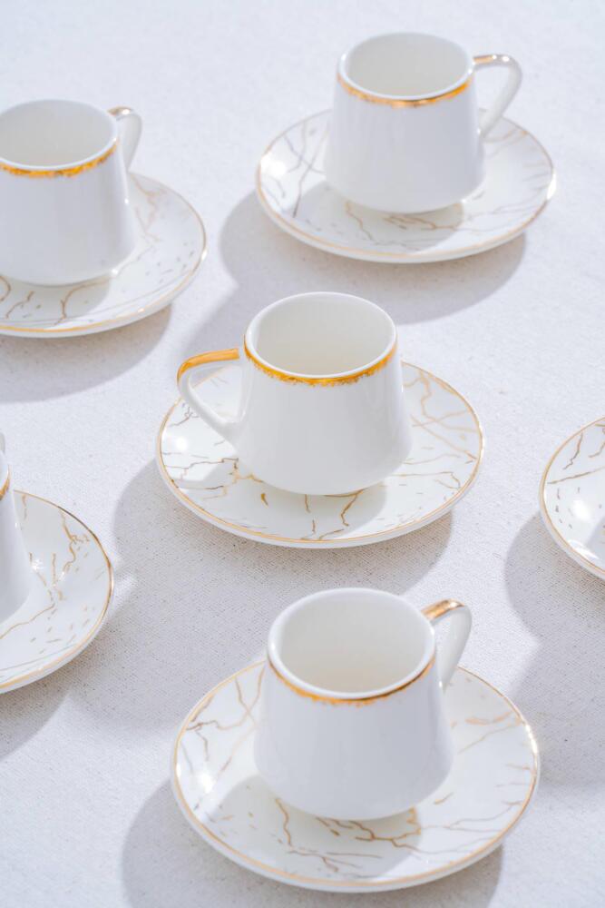 Milla Set of 6 Porcelain Marble Pattern Coffee Cups - 12