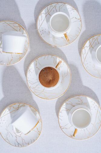 Milla Set of 6 Porcelain Marble Pattern Coffee Cups - 3