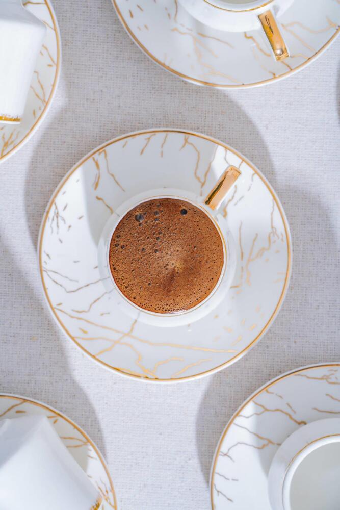 Milla Set of 6 Porcelain Marble Pattern Coffee Cups - 4