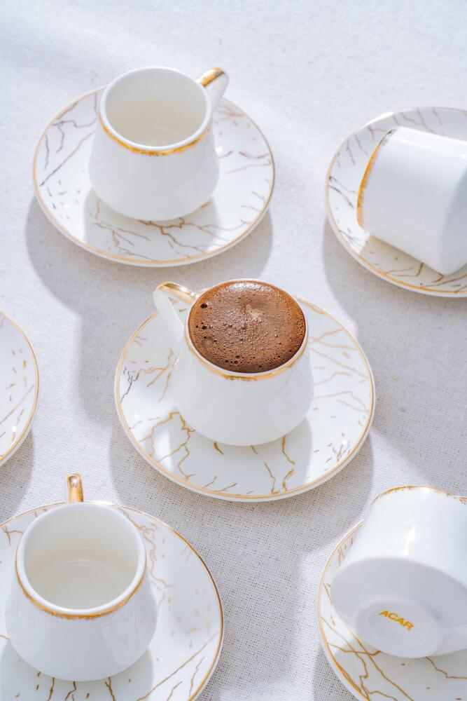 Milla Set of 6 Porcelain Marble Pattern Coffee Cups - 5
