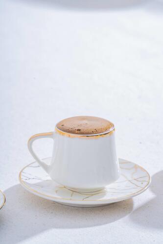 Milla Set of 6 Porcelain Marble Pattern Coffee Cups - 6