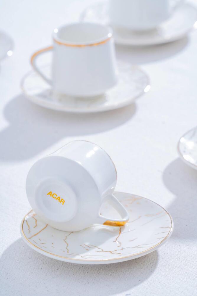 Milla Set of 6 Porcelain Marble Pattern Coffee Cups - 9