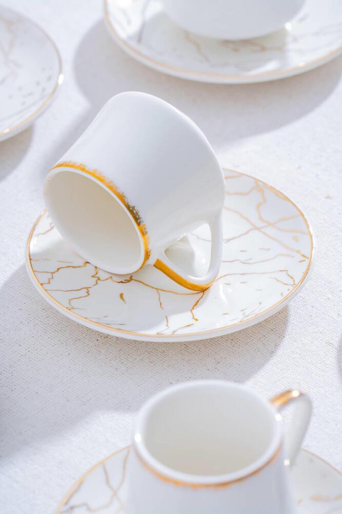 Milla Set of 6 Porcelain Marble Pattern Coffee Cups - 10