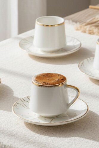 Milla Set of 6 Porcelain Marble Pattern Coffee Cups - 2