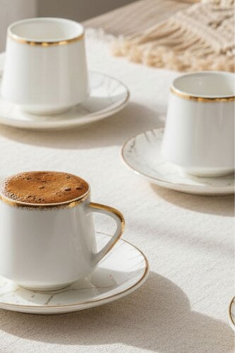 Milla Set of 6 Porcelain Marble Pattern Coffee Cups - 3