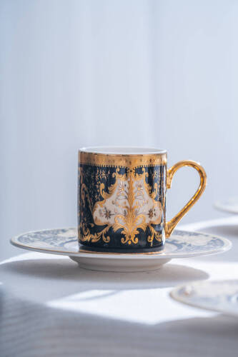 Milolica 24K Altın Detaylı 6 Kişilik Porselen Kahve Fincan Takımı - 100 ml - 3