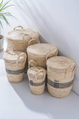 Mira Hasır 5 li Çok Amaçlı Sepet Seti - Acar