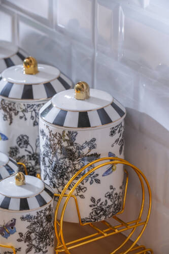 Misha 7 Parça Standlı Porselen Baharatlık Takımı - 3