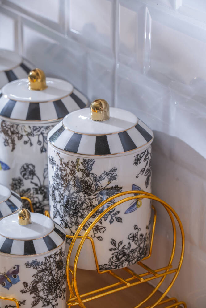 Misha 7 Parça Standlı Porselen Baharatlık Takımı - 3