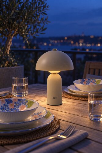 Mushroom Dokunmatik Masa Lambası Gri - 22 cm - 3