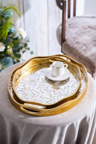 Myra 2'li Gold Cam Tepsi - 43.5/37.5 cm - Acar