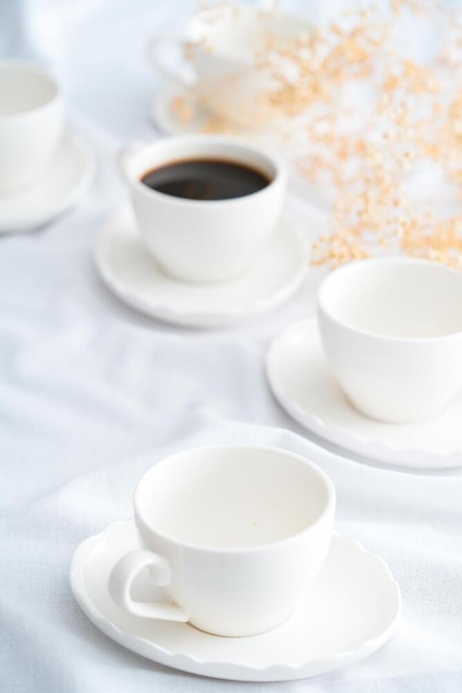 Nirvana 6 Person Porcelain Tea-Coffee Cup Set - 210 ml - 7