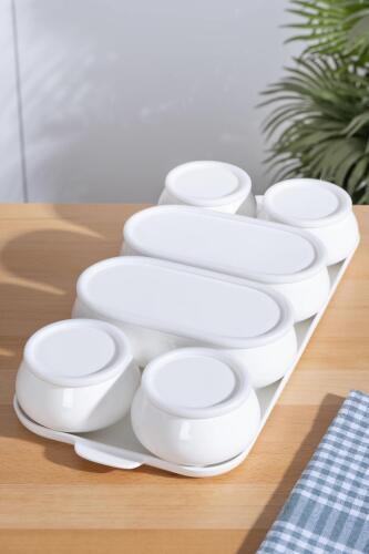 Nora 7 Parça Porselen Kapaklı Kahvaltılık - Acar